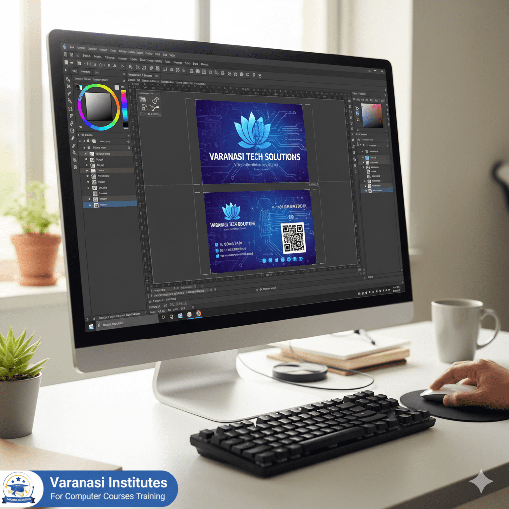  How to make Visiting Card in CorelDraw, Varanasi institutes