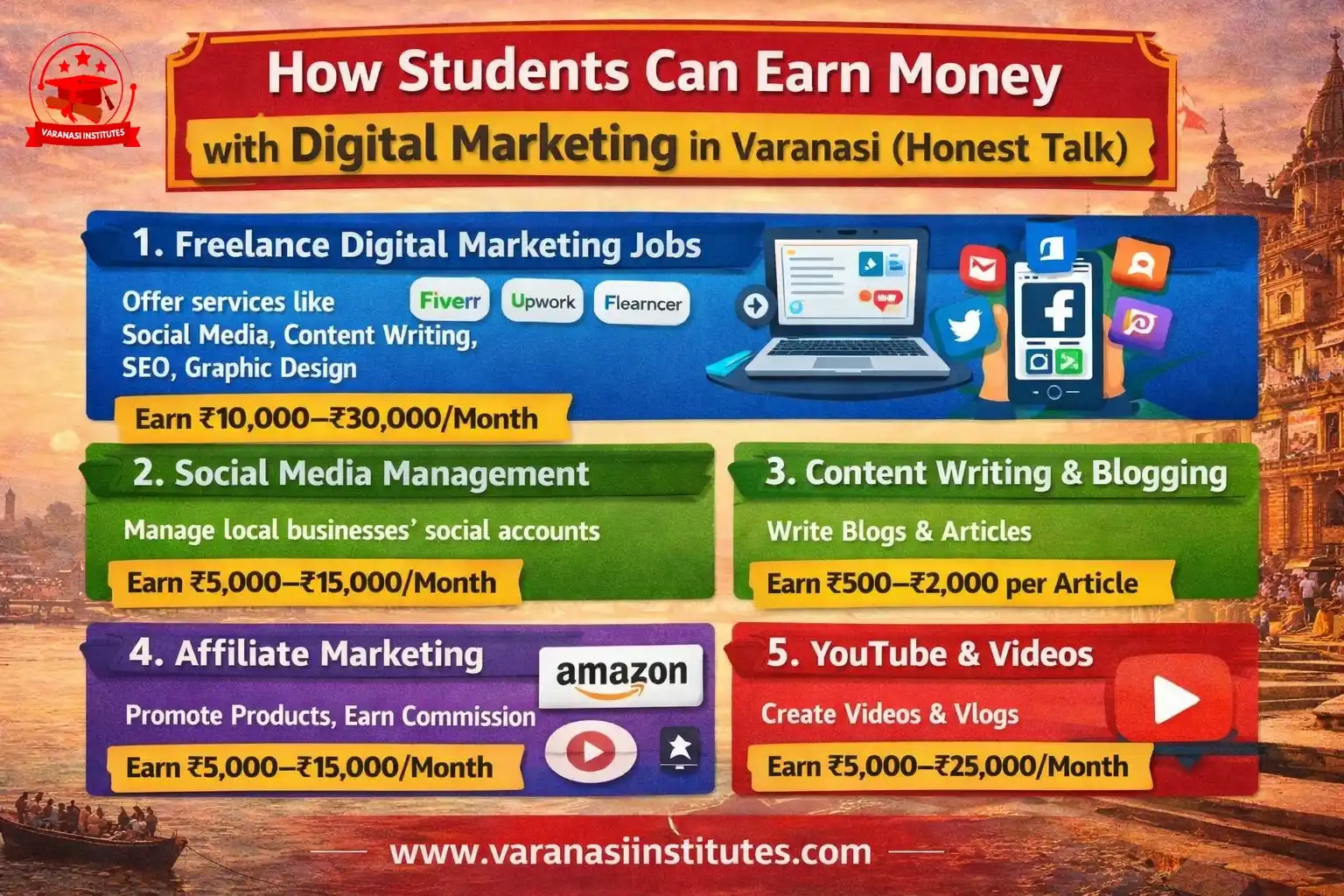 Part-Time Jobs: Earn Money with Digital Marketing in Varanasi for Students 1 How Students Can Earn Money with Digital Marketing in Varanasi